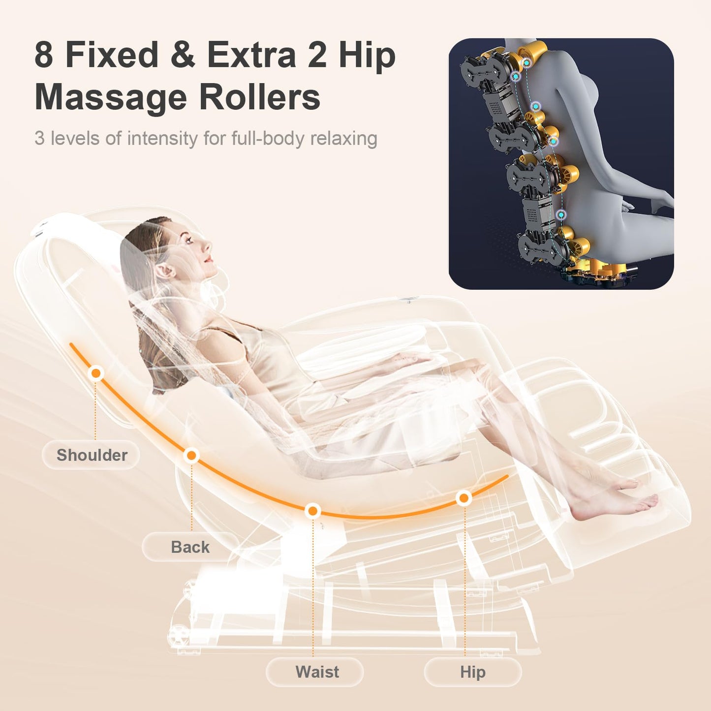 FURNIMAT 2026 Massage Chair Full Body, Zero Gravity Massage Chair with 10 Fix Rollers, Airbags, Heating, Foot Massage, Auto Modes, Bluetooth Speaker, Smart Screen Controller(Brown Premium)
