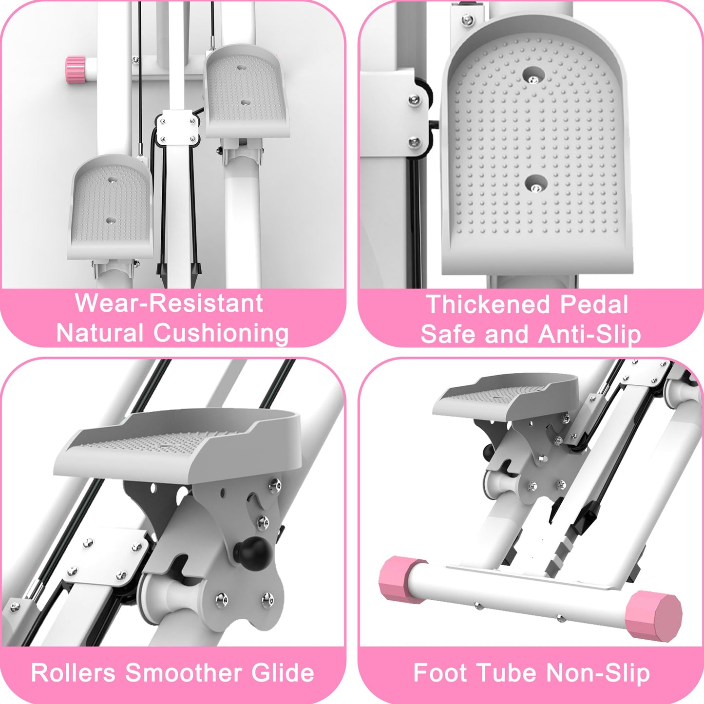 Zyerch Stair Stepper for Home, 265lbs Vertical Climber Machine for Full-Body Exercise, Resistance Home-Upgrade Climber Fitness Equipment with Stable Frame Adjustable Handlebar for Women Men, Pink