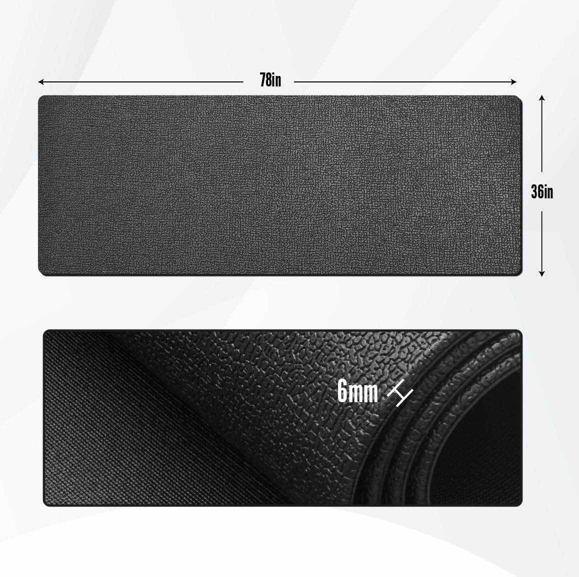 GWT 36" x 78" Durable Anti-Slip Workout Mat - 1/4" Thick Ultimate Floor Protection, Noise-Reducing,Tear-Resistant All-Purpose Exercise Mat for Treadmills, Home Gym, Yoga, and Weightlifting