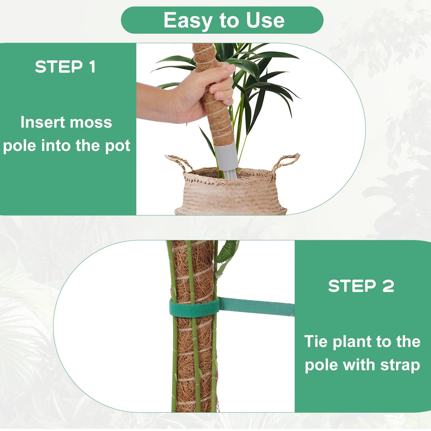 2 Pack Moss Pole, 40 Inch Monstera Plant Support, Moss Poles for Climbing Plants Indoor DIY, Coco Coir Plant Pole Moss Plant Stick Support Stake Kit for Potted Plants, Pothos, Philodendron