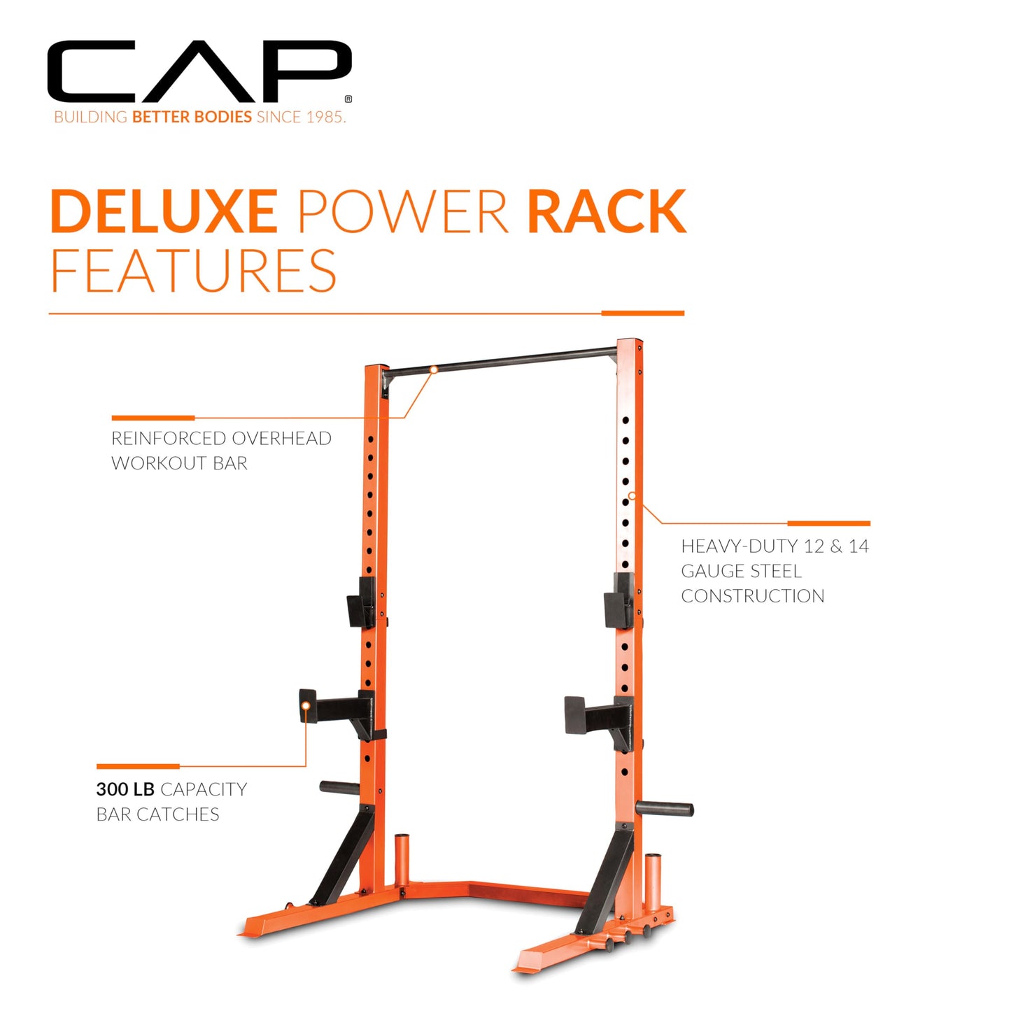 CAP Barbell FM-8000F Deluxe Power Rack, Orange