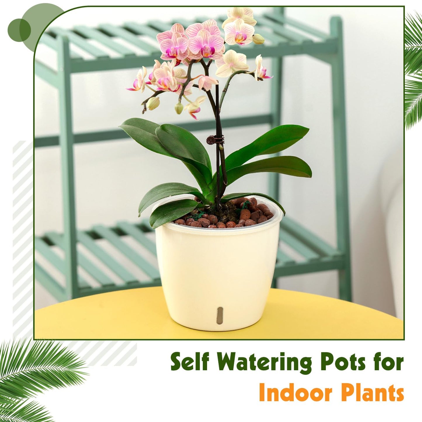 KvyusFlourish Self-Watering Pots for Indoor Plants, 8-Pack 6.7'' Self Watering Planter with Drainage Holes, Small African Violet Pots with Water Indicator, Clear Wick Pot, White