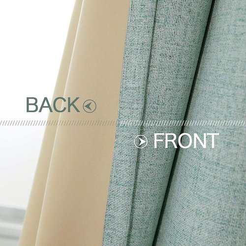 MIULEE Blackout Curtains - 100% Thermal Insulated Linen Texture - Seafoam Green - 52x120 Inch (2 Panels)