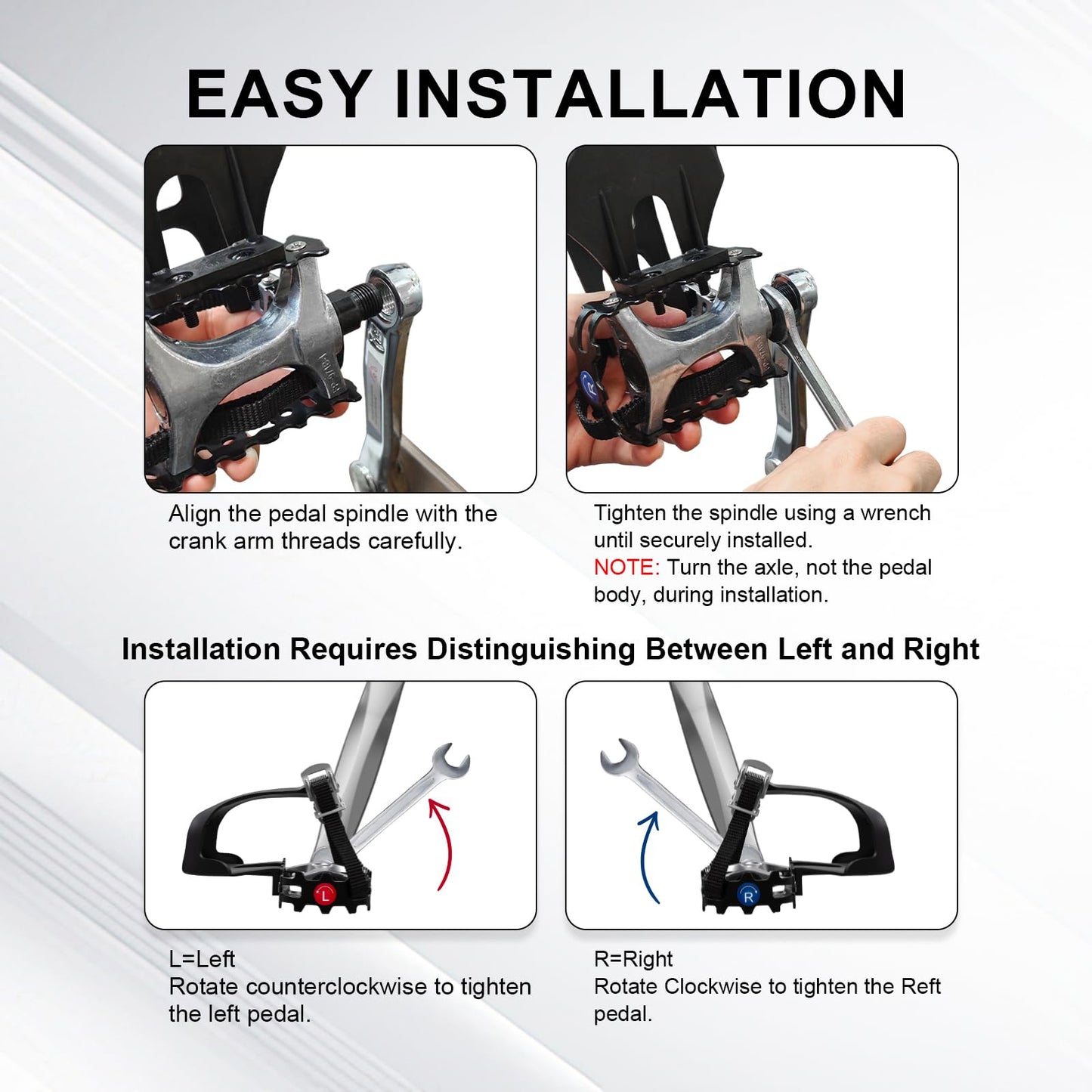 Bike Pedals,Grade Spin Bike Pedals with Toe Cages & Straps,Compatible with Road Bikes, Peloton, Mountain Bikes&MTB,Toe Clip Pedals Designed for Wide Shoes,Ideal for Indoor & Outdoor Cycling