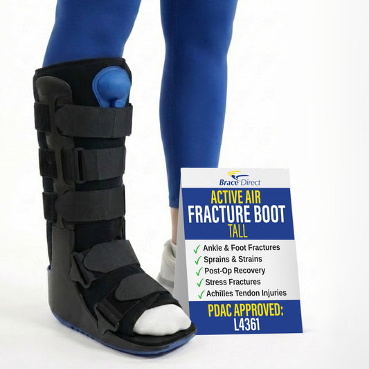Brace Direct ActiveAir Deluxe Tall Walking Boot – Pneumatic Medical Fracture Boot for Ankle & Foot Injuries, Post-Op Immobilization, Achilles Support (L4361)