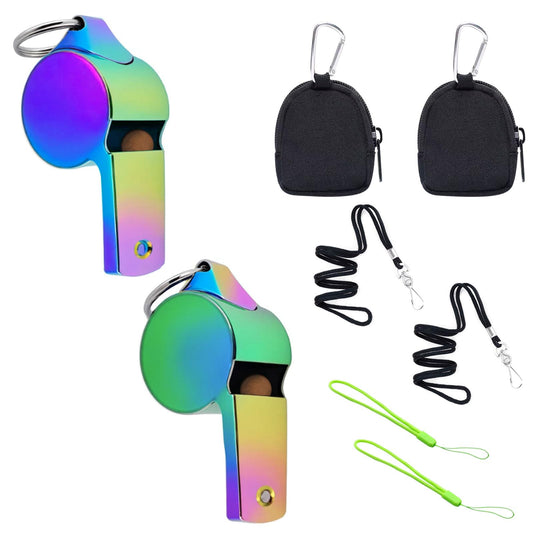 2 Sets Whistle for Coaches Sports Referee Whistle for Teachers Sports Emergency Whistle Survival Loud with Lanyard Includes Storage Pouch