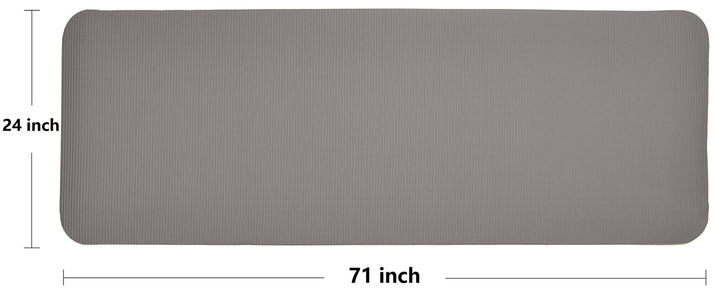Fitvids All Purpose 1/2-Inch Extra Thick High Density Anti-Tear Exercise Yoga Mat and Knee Pad with Carrying Strap, Gray