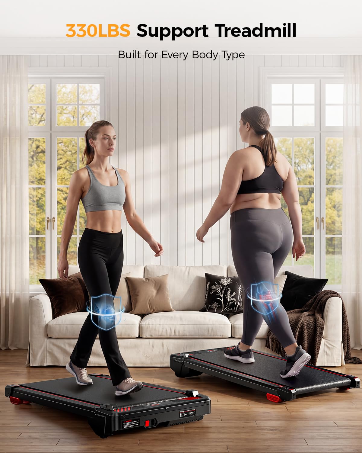 Walking Pad Treadmill, BestGod Treadmills for Home 330LBS Capacity Under Desk Treadmill with Incline Running Pad, Compact Portable Desk Treadmills Small Exercising Walk Pad with Remote Control