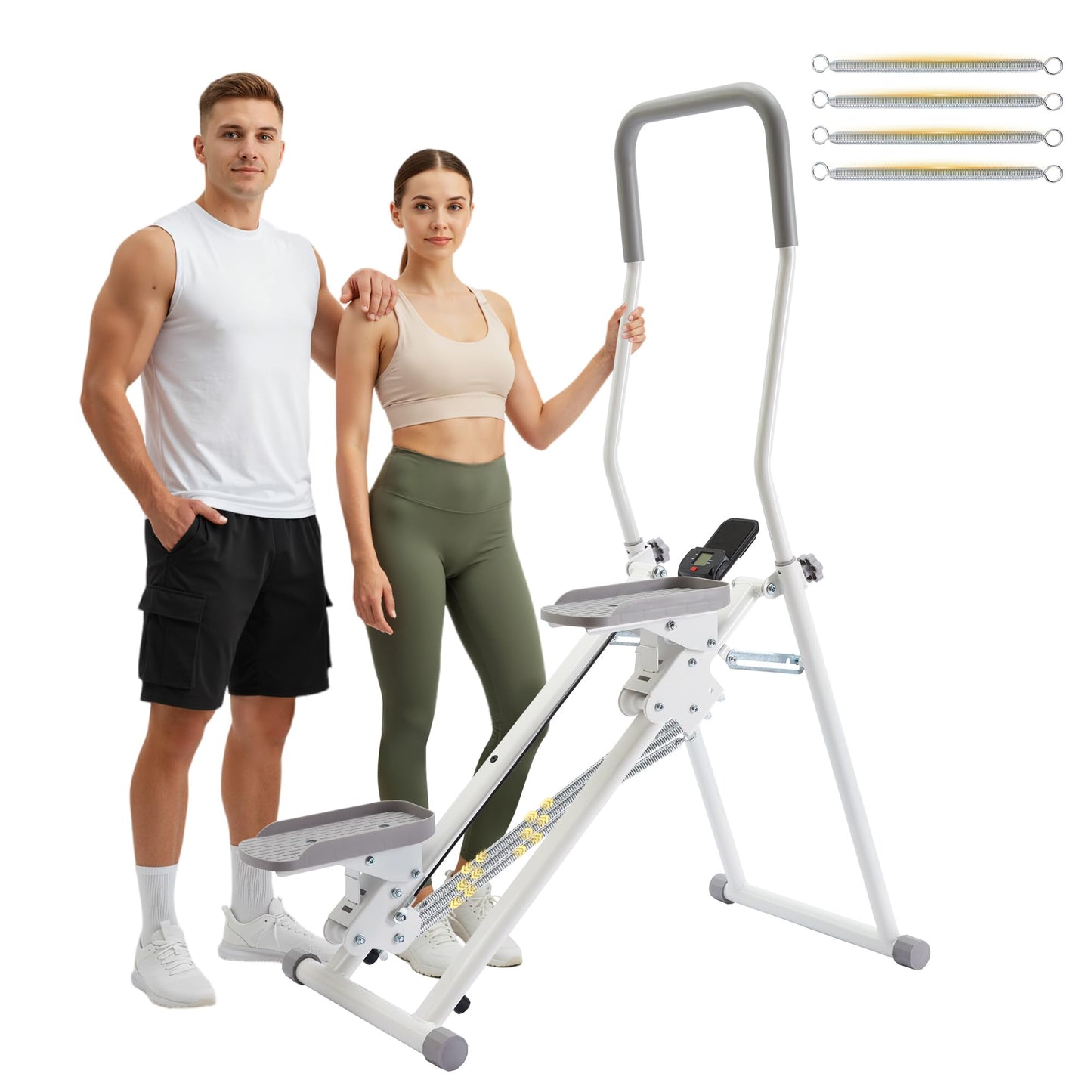 Steppers for Exercise at Home, 2.0 Step Machine 3-Level Adjustable Resistance, Stair Climber for Full Body Workout with Extra-Large Non-Slip Pedals, Holds Up to 350 lbs, Ideal for Women Men (White)