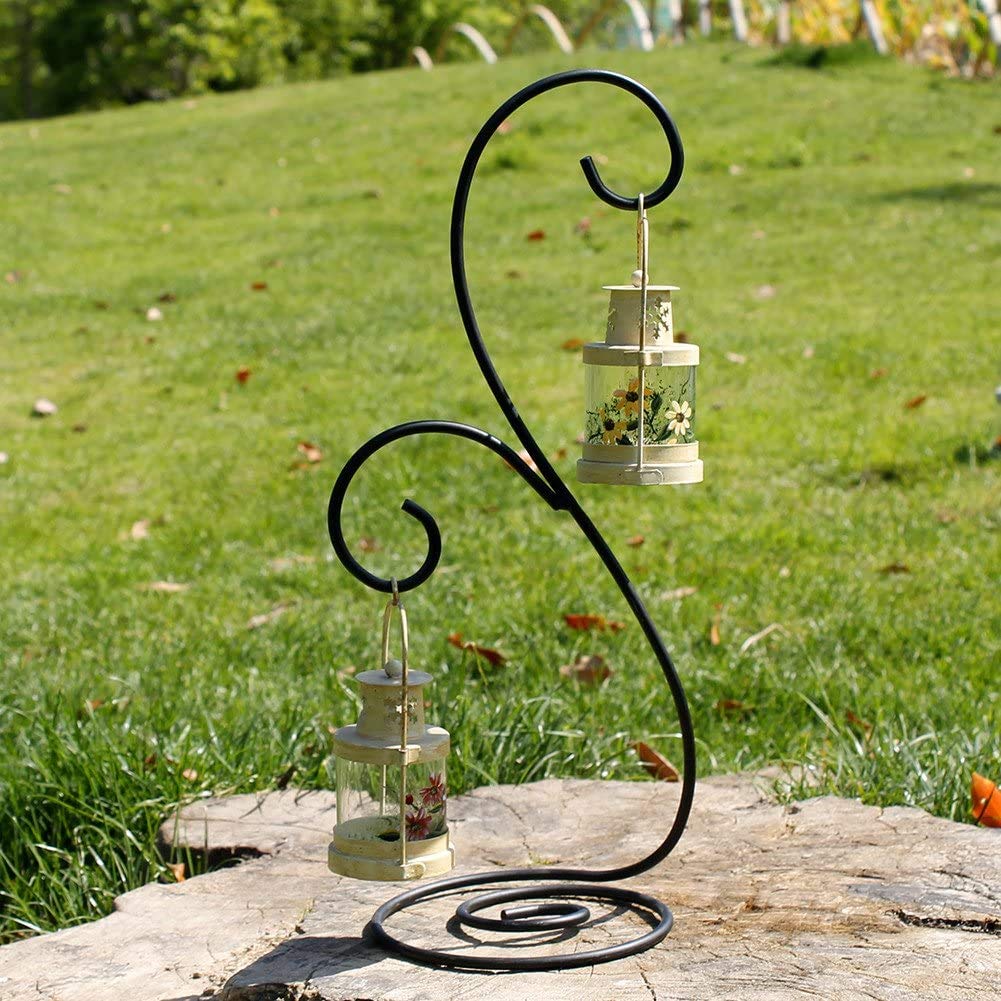 Ornament Display Stand Set of 2 - Metal Stand Flower Pot Holder Rack for Hanging Glass Globe Air Plant Terrarium, Lantern, Witch Ball - Iron Home Wedding Decoration (15.2")