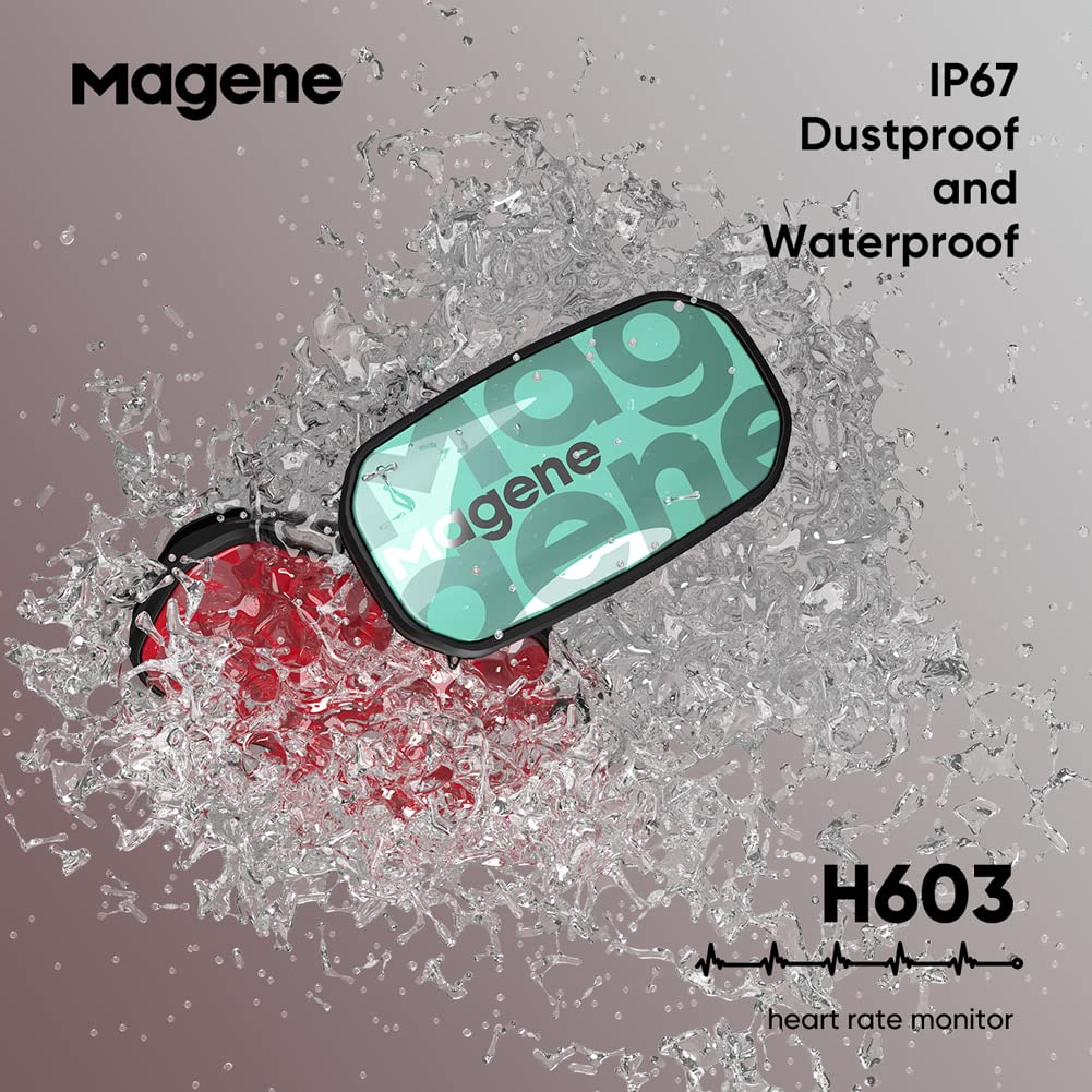 Magene H603 Chest Strap Heart Rate Monitor, ANT+ and Bluetooth Compatible with Fully Adjustable Strap, iPhone & Android Compatible