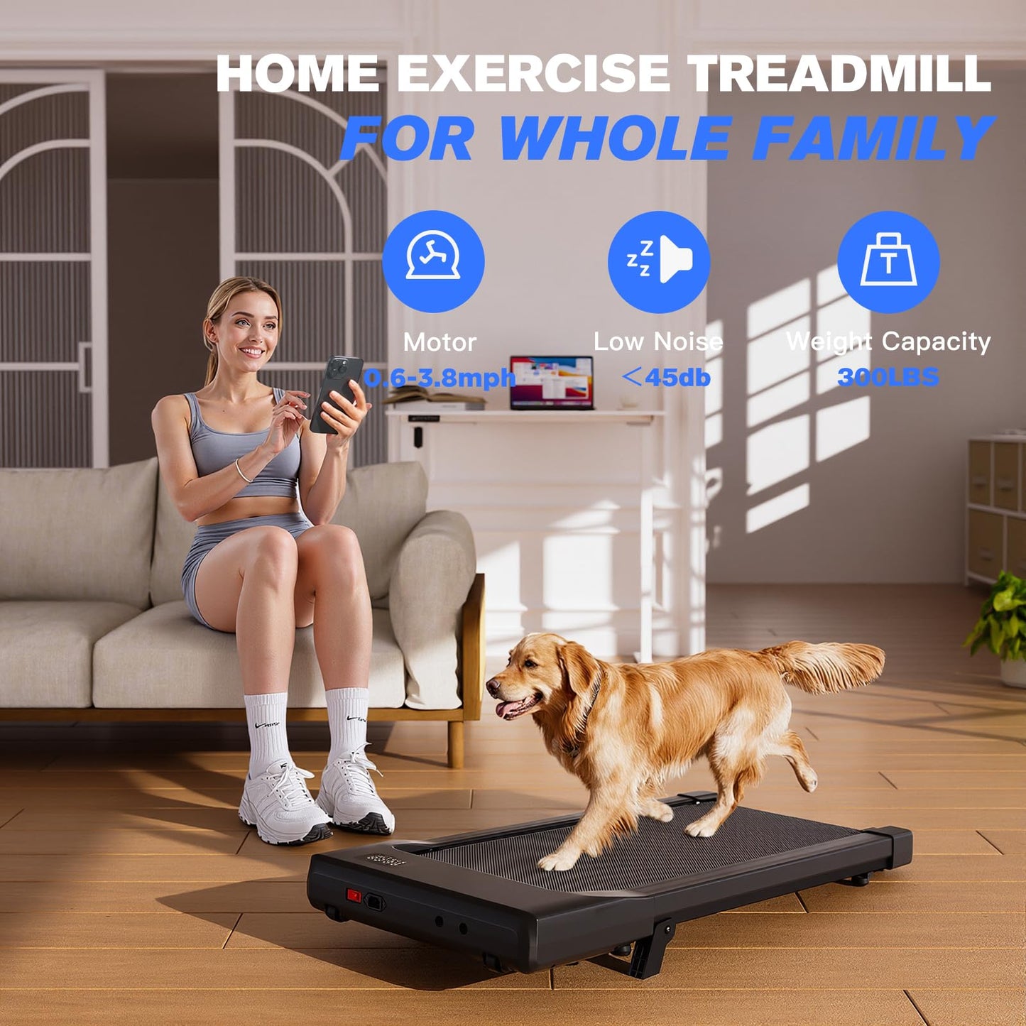 Lacuffy Walking Pad, 6% Walking Pad with Incline, No-Assembly Walking pad Treadmill with APP and Remote Control, LED Display, 2.5 HP Quiet Under Desk Treadmills, 300 lbs Capacity