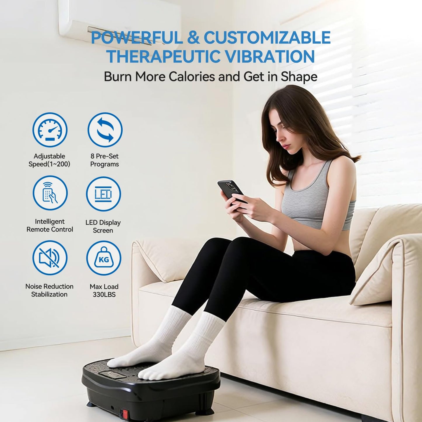 JAVRYK Vibration Plate Exercise Machine with 200 Adjustable speeds and 8 Scientific auto Modes, Compact Foldable Design and Ultra-Quiet Silicone Base for Home Workouts & Lymphatic Drainage