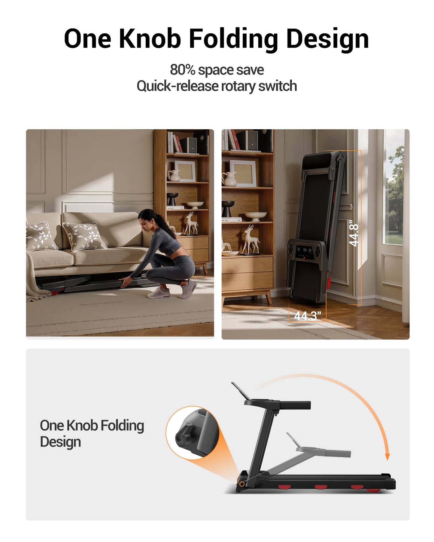 LONTEK 15% Auto Incline Treadmills for Home, 10S Folds Away Portable Treadmill with Led Screen & Handle Bar Up to 300LBS Capacity, 3.0HP 7-Layer Shock-Absorbing Walking Pad Treadmill 0.6-7.2MPH