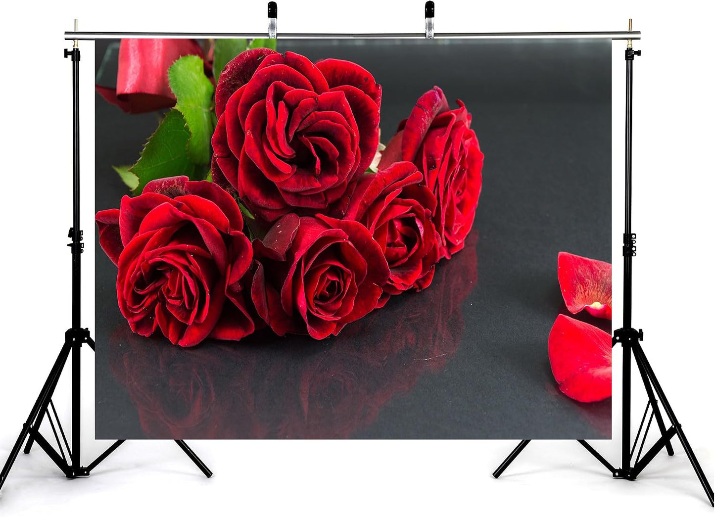KeyWork 10x10ft Red Rose Bouquet Backdrop Fresh Bloom Petal Photography Background for Valentine's Day Gift Party