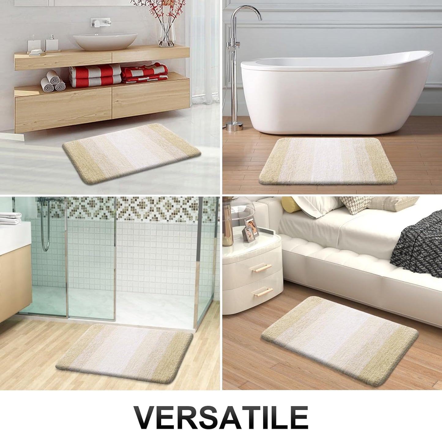 OLANLY Bathroom Runner Rug - Extra Soft Microfiber Mat | Quick-Dry, Washable, 47x20, Light Beige