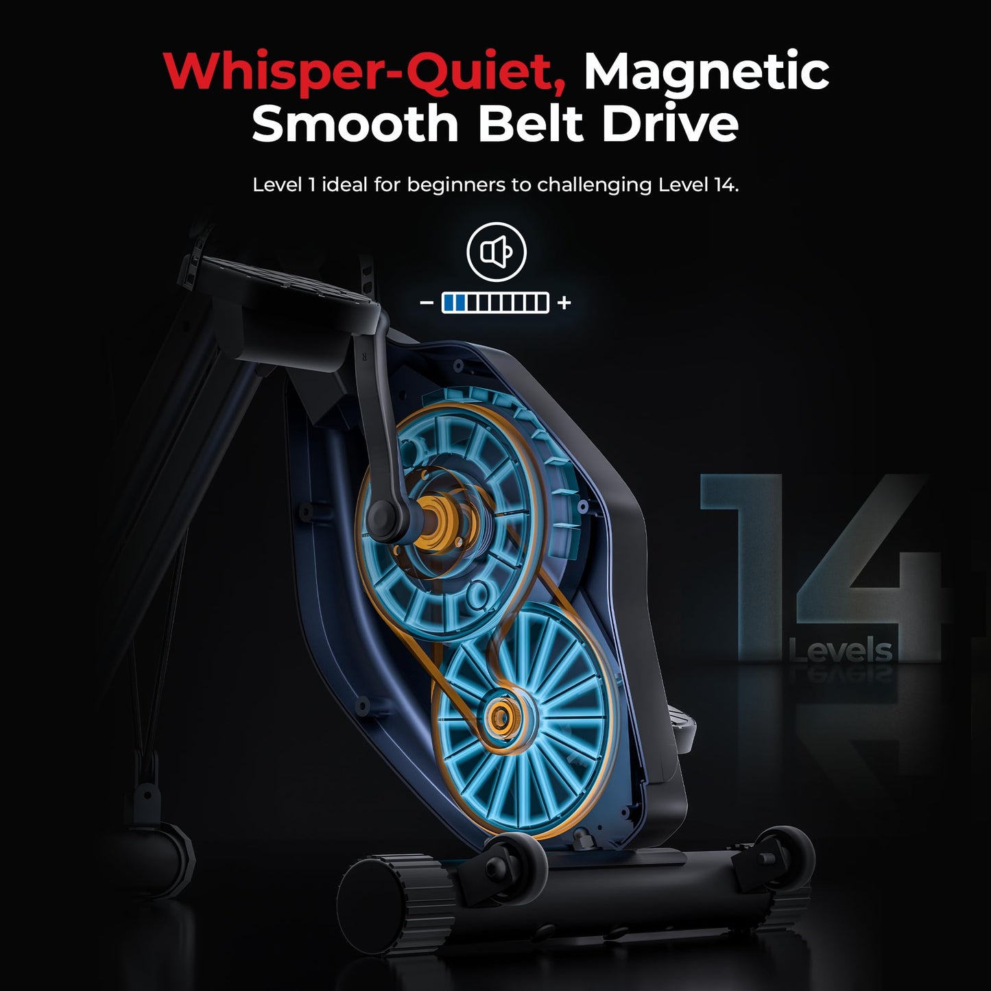 Sunny Health & Fitness Foldable Magnetic Exercise X-Bike Pro, 300 LB Capacity, Low-Impact, 14-Level Resistance, Ergonomic Support, SunnyFit® App Enhanced Bluetooth Connectivity - SF-B223011