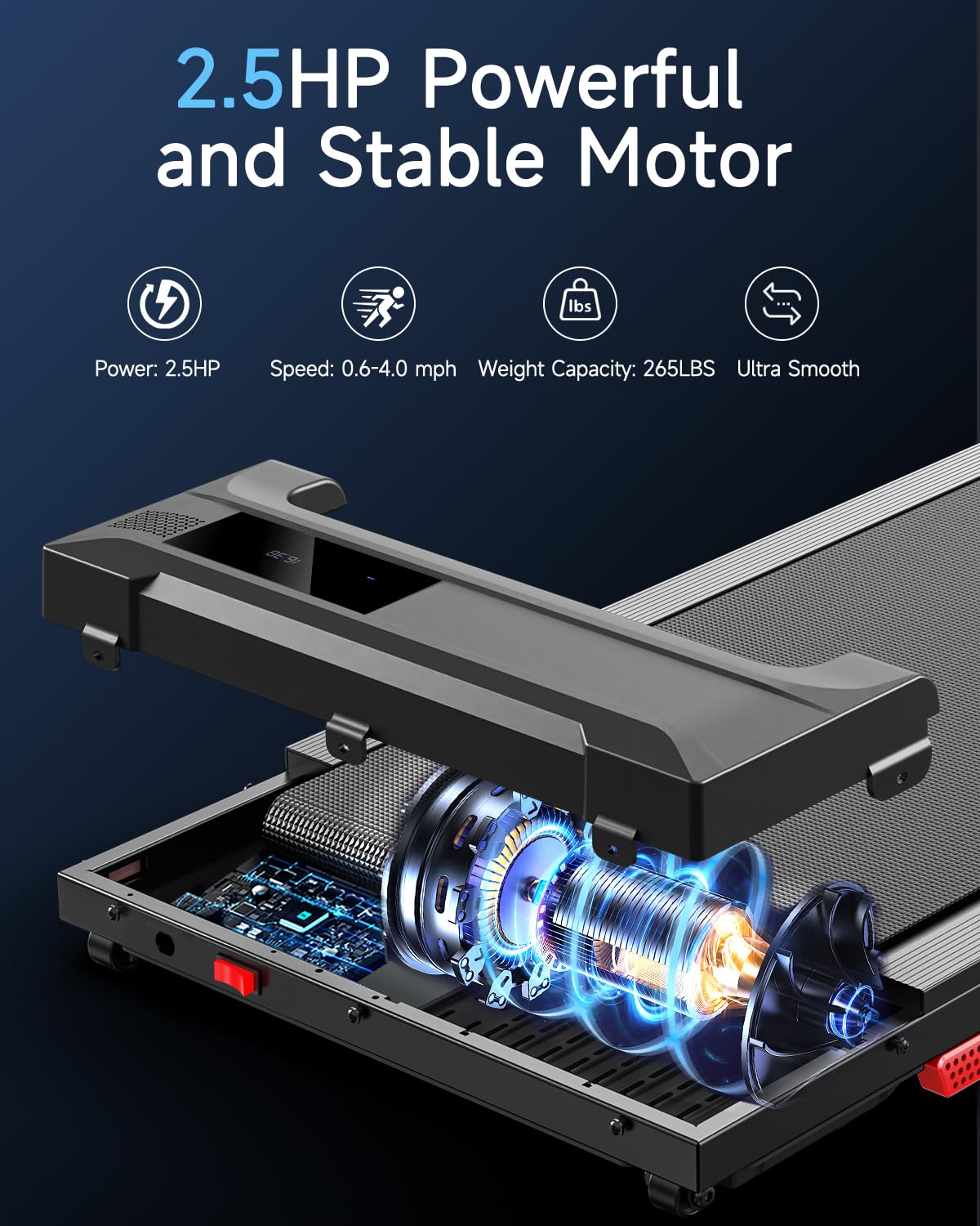 Walking Pad Treadmill Under Desk - Portable Walk Pads for Home Office Small Spaces Mini Compact Running Machine Mat Slim Lightweight Caminadora Eléctrica para Casa with Remote Control LED Display