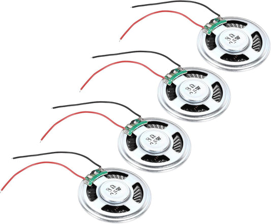uxcell 4 0.5W 8 Pcs Ohm Small Speakers Metal Shell Round Internal Micro Magnet Speaker for Mini Speakers DVD EVD