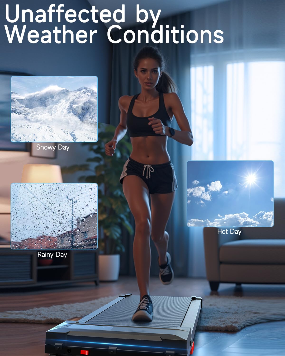 Walking Pad Treadmill Under Desk - Portable Walk Pads for Home Office Small Spaces Mini Compact Running Machine Mat Slim Lightweight Caminadora Eléctrica para Casa with Remote Control LED Display