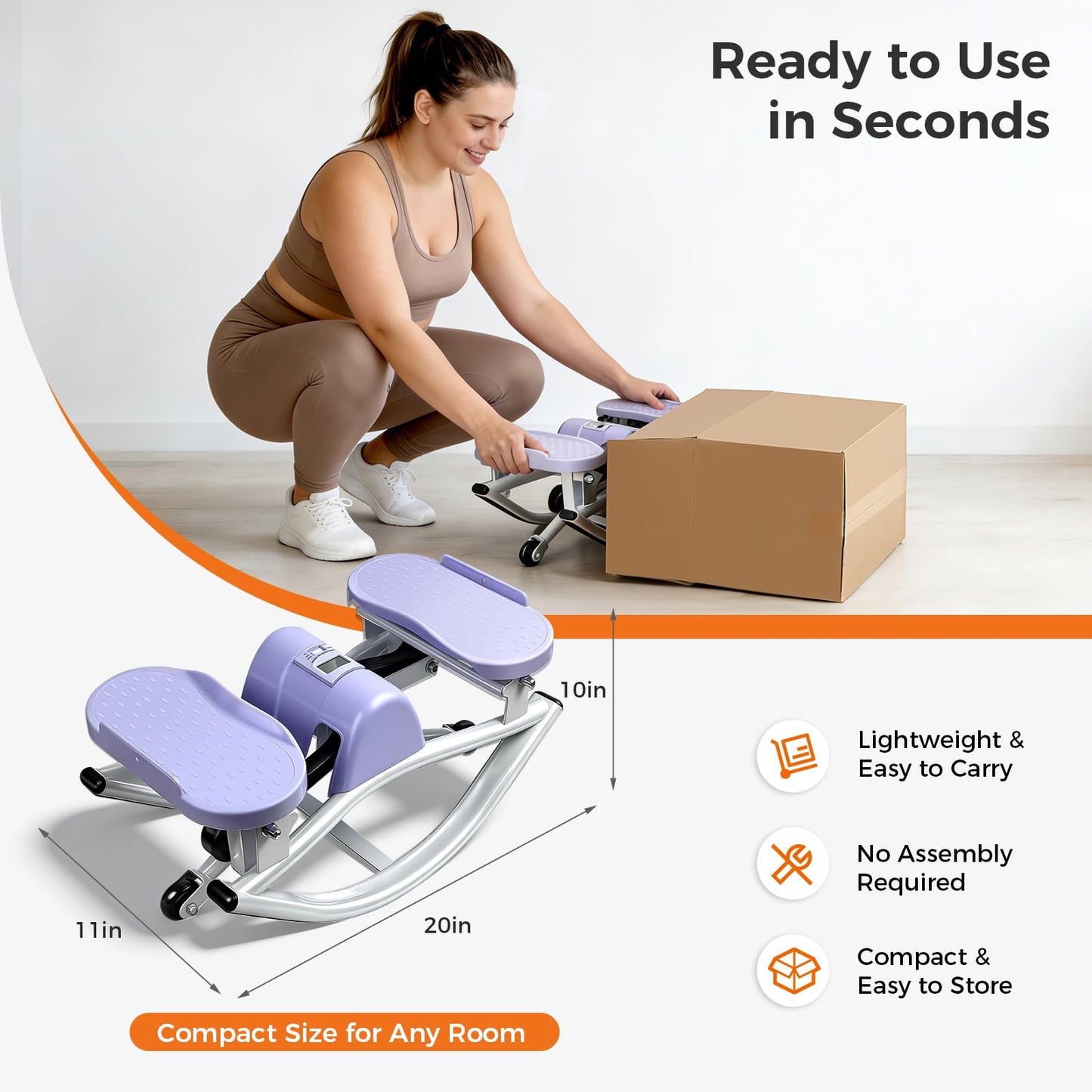 Rock Stepper Side to Side Low Impact Stair Stepper, Side Steppers for Exercise at Home with Resistance Bands & Non-Slip Mat – Exercise Step Balance Board Workout Equipment for Apartment & Living Room