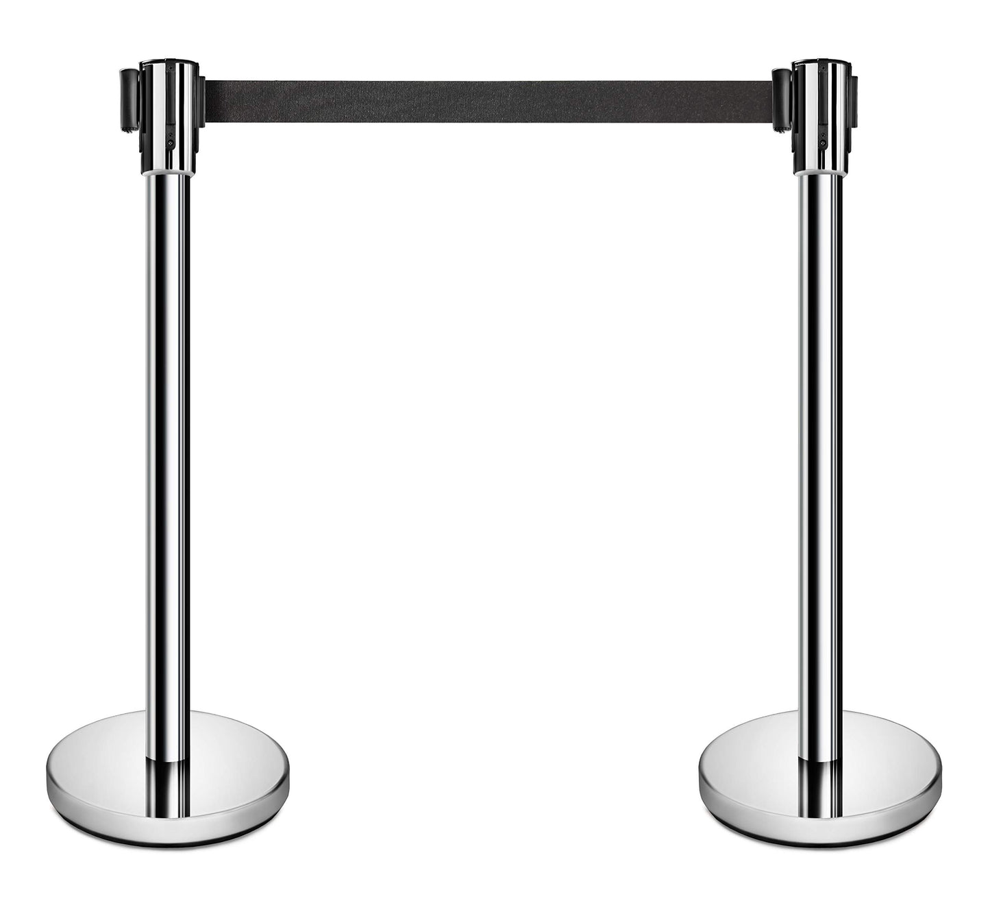 New Star Foodservice 54606 Stanchions, 36-Inch Height, 6.5-Foot Retractable Belt, Set of 2, Silver Belt