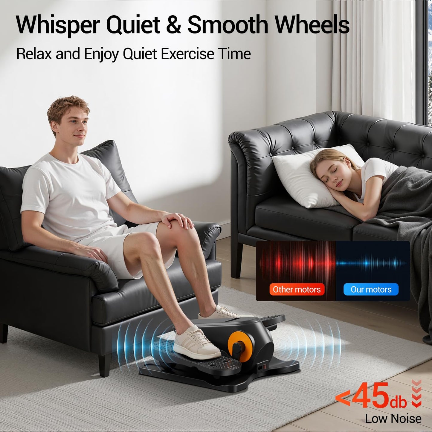Under Desk Elliptical Machine, Electric Seated Pedal Exerciser, Quiet Leg Exerciser While Sitting for Seniors, Mini Portable Leg Exercise Machine with Remote, Adjustable 12-Speeds, Manual & Auto Mode