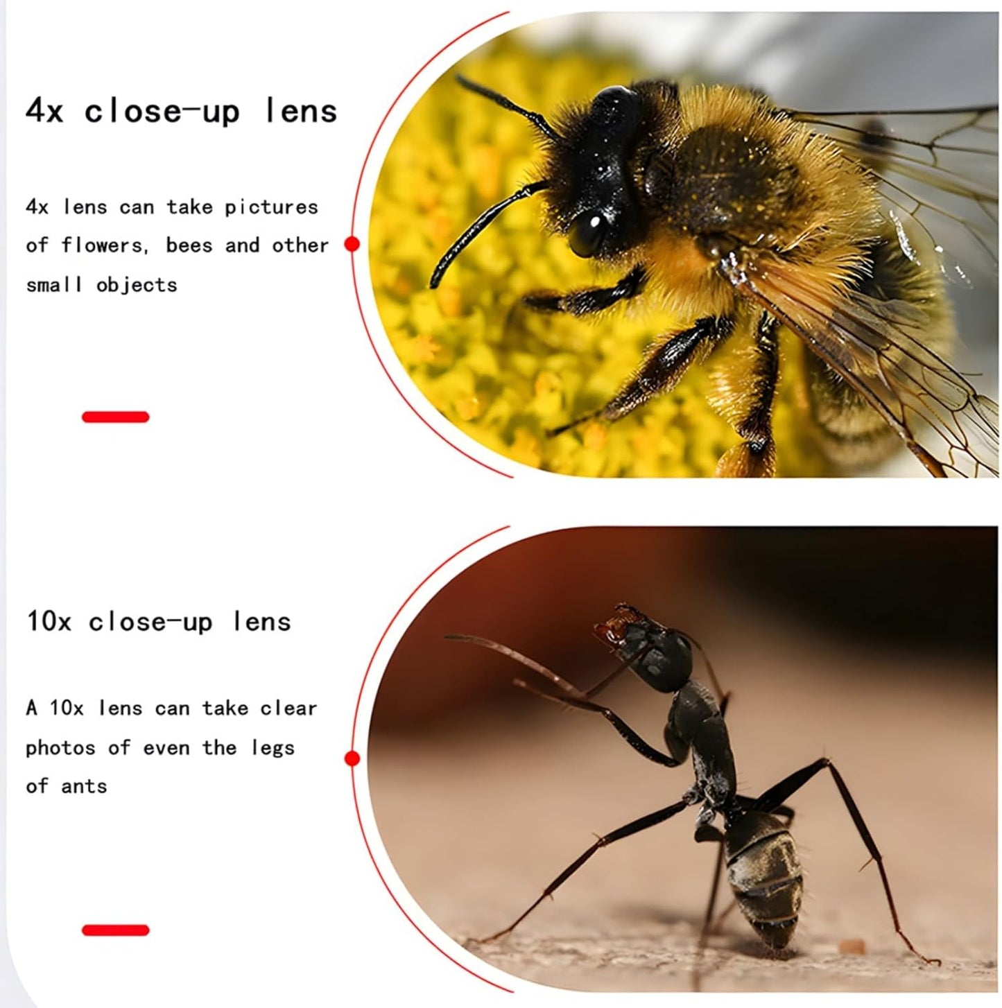 YOFOTIXAUU 55mm 4 (+1 +2 +4 +10) Set, (55mm) Close-Up Lens Filters Kit Pieces Macro Filter Lens Cap & Cleaning Cloth