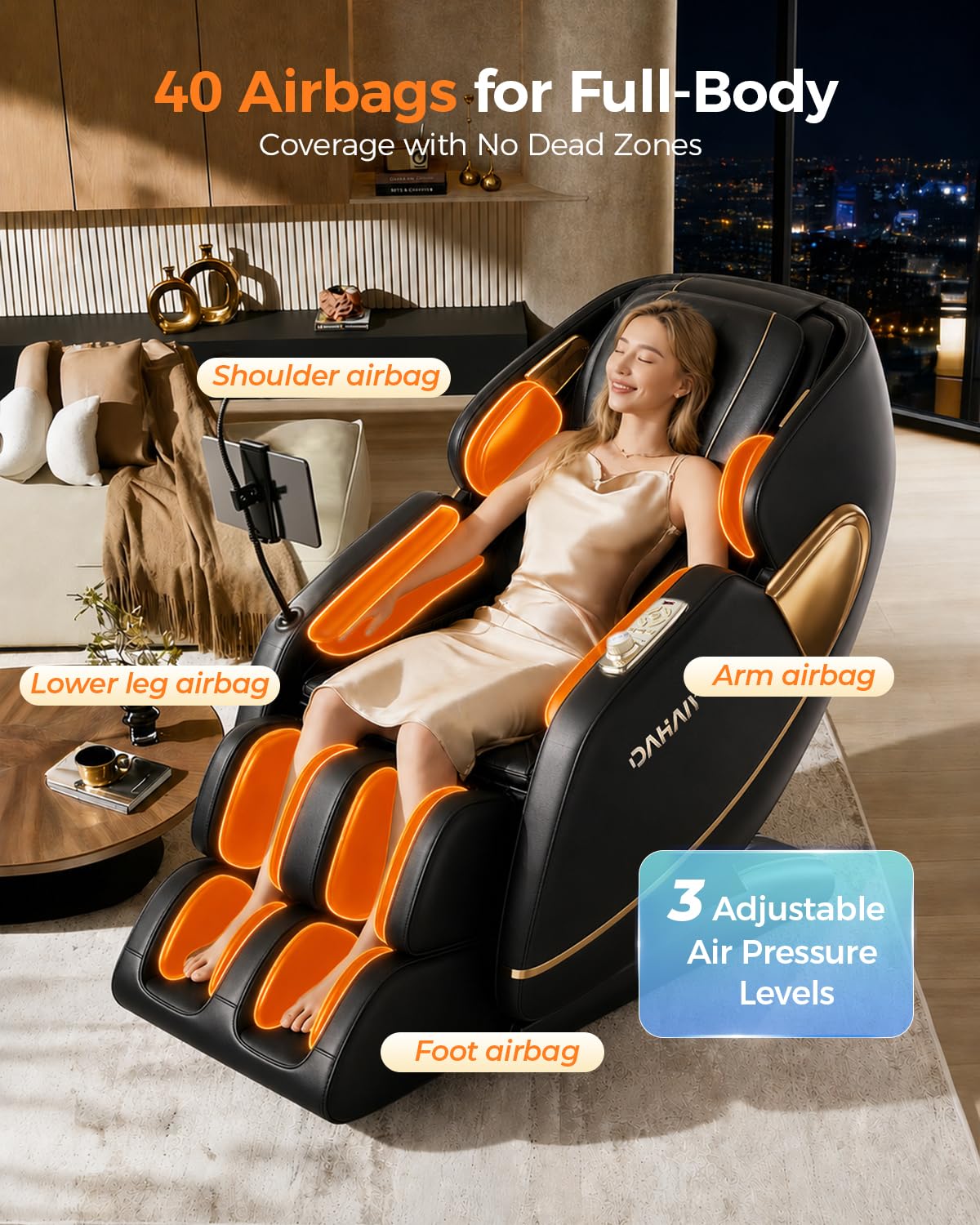 DAHAIY 𝟐𝟎𝟐𝟔 𝐍𝐞𝐰 𝐔𝐩𝐠𝐫𝐚𝐝𝐞 3D Massage Chair Full Body, AI voice control, PU Leather Zero Gravity Heated Back Foot Hand Massage Recliner Chairs, Living room furniture,Office,Portable - Black