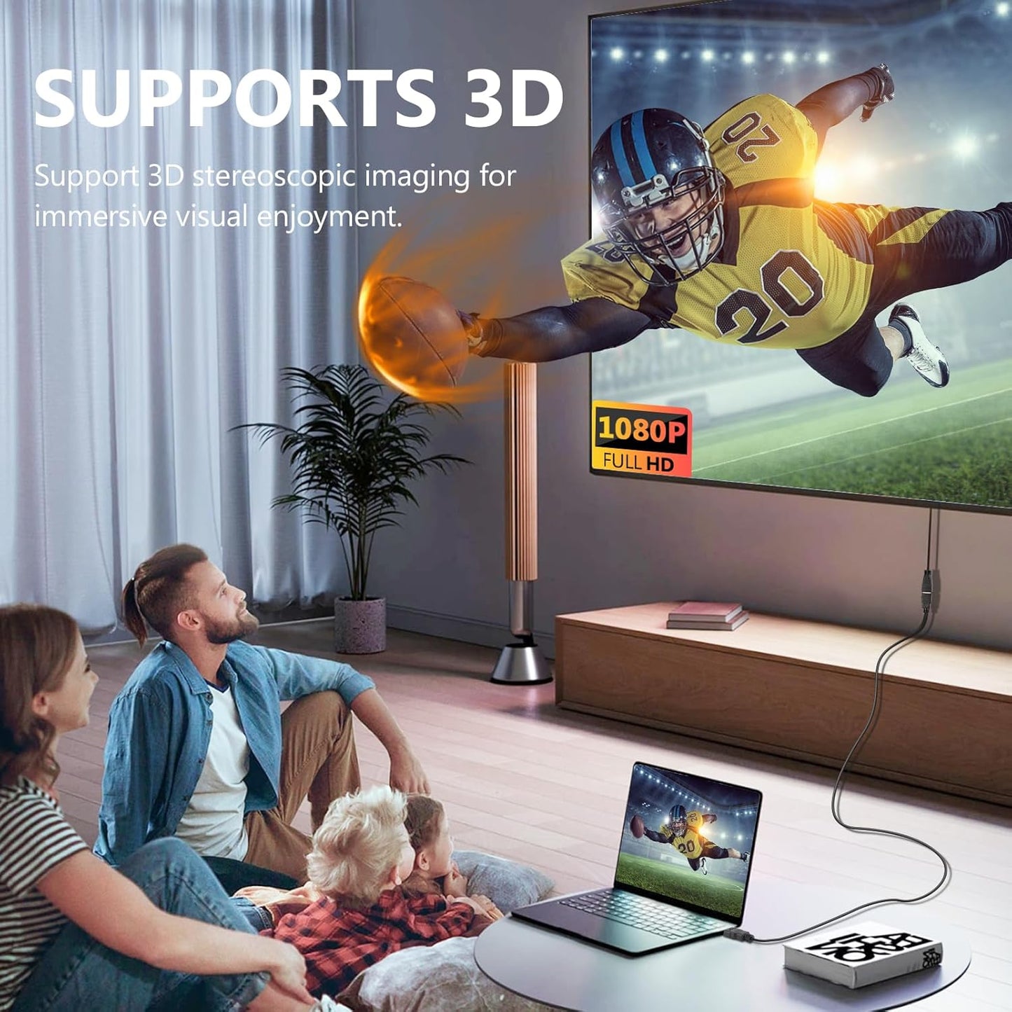 SAISN 6 2 Pack HDMI Extender Cable Feet, HDMI Adapter Cables for HDTV, Monitor, PC, Laptop, Projector