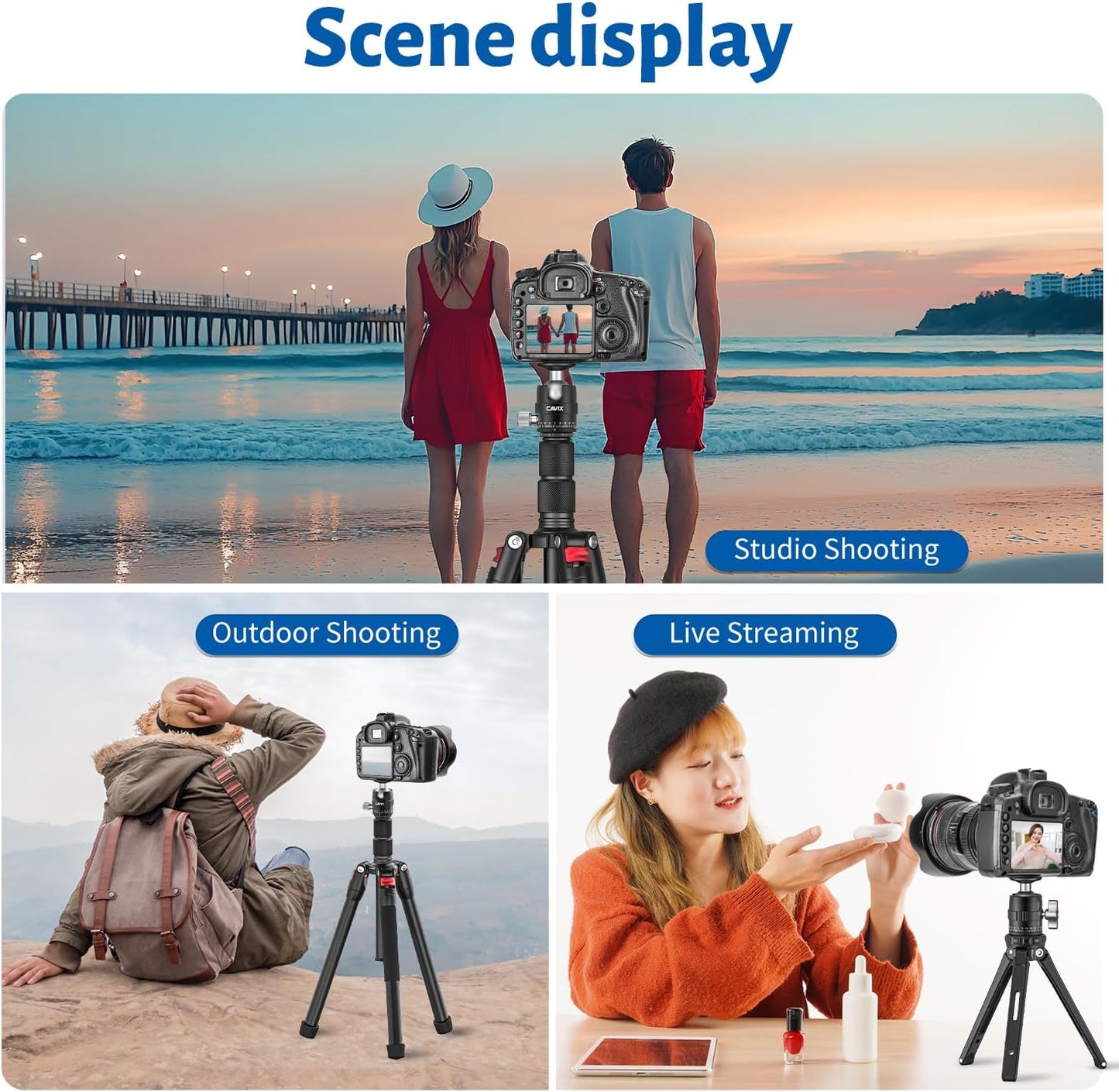 CAVIX MT-03 11 lbs/5 Camera Panoramic Tripod Head Small Ball Head with Arca Swiss Quick Release Plate Bubble Level Load