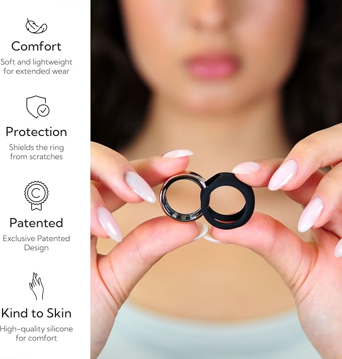 Rinfit Smart Ring Protector - Silicone Ring Enhancer for Active Lifestyle and Gym - StyleFit U.S. Design Patent - Black, Size 10