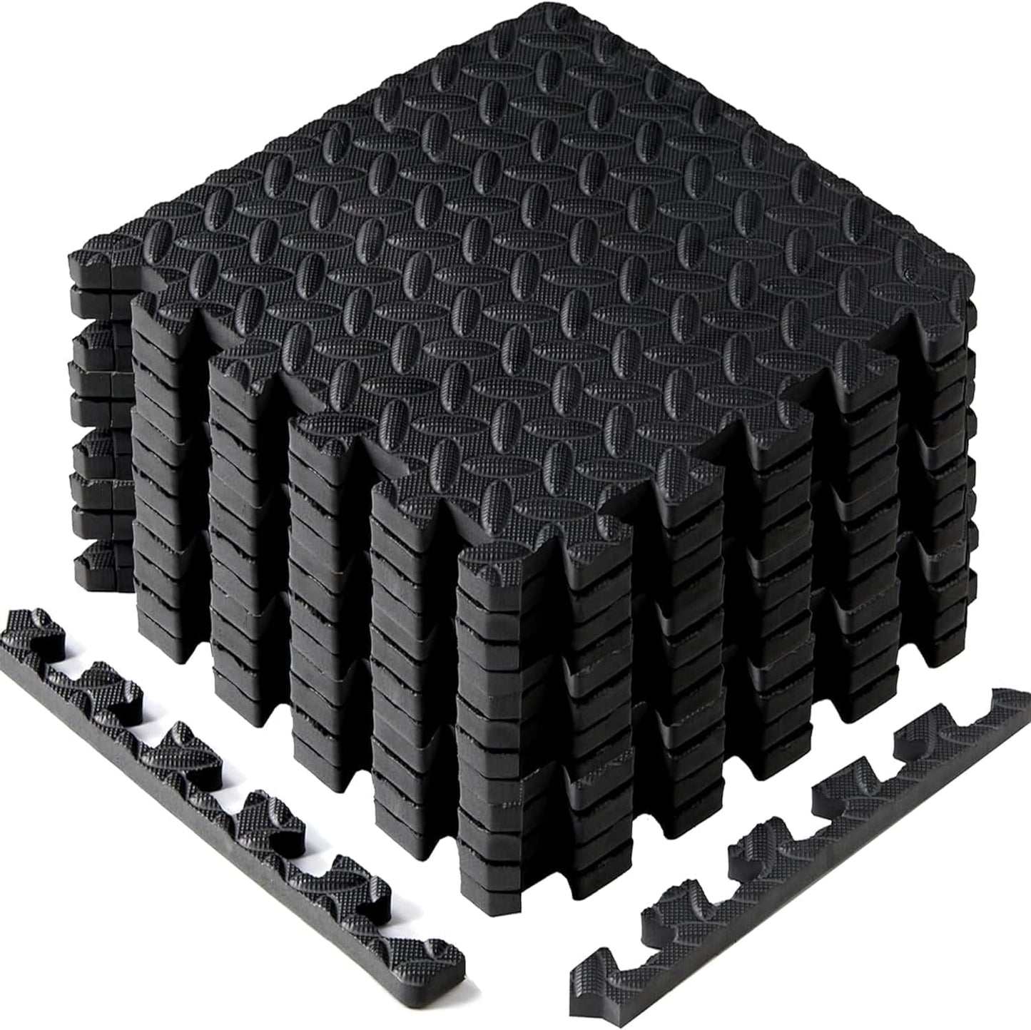 Yes4All EVA Interlocking Mats, Puzzle Floor Tiles, Foam Floor Padding with Border for Furniture, Home Space, Living Room, Garage 11 SQFT