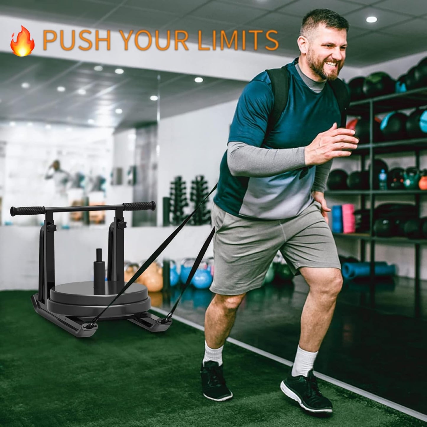 Kipika Weight Sled, Workout Sled, Fitness Strength Training Sled, Speed Training Sled for Athletic Exercise, Speed Improvement, Easily Through Obstacles, Suitable for 1" & 2" Weight Plate (D- Black)