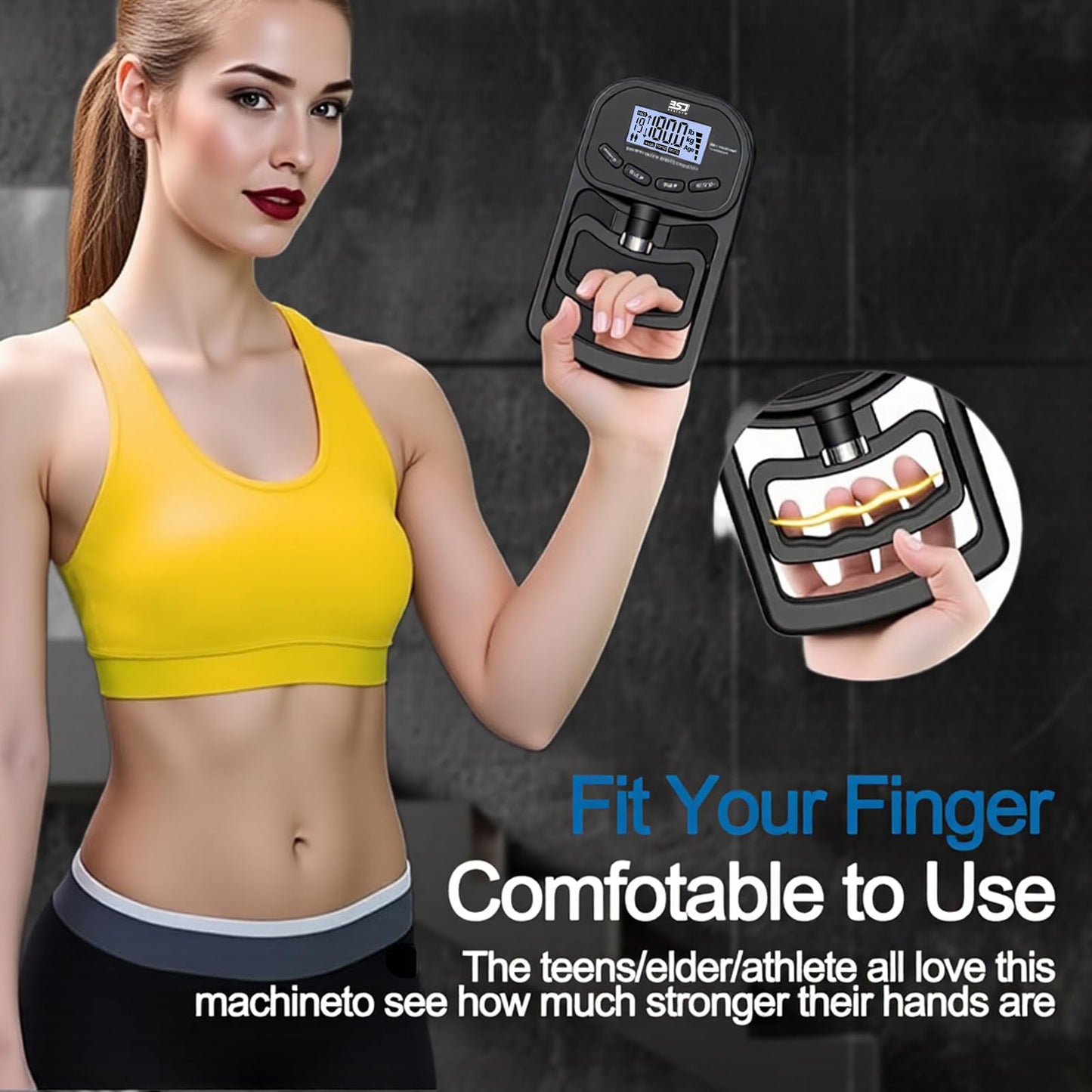 Hand Grip Strength Tester Trainer, 396lbs/180kg Hand Grip Dynamometer with LCD Display, Ideal for Sports, School, and Home Use(Battery Version)