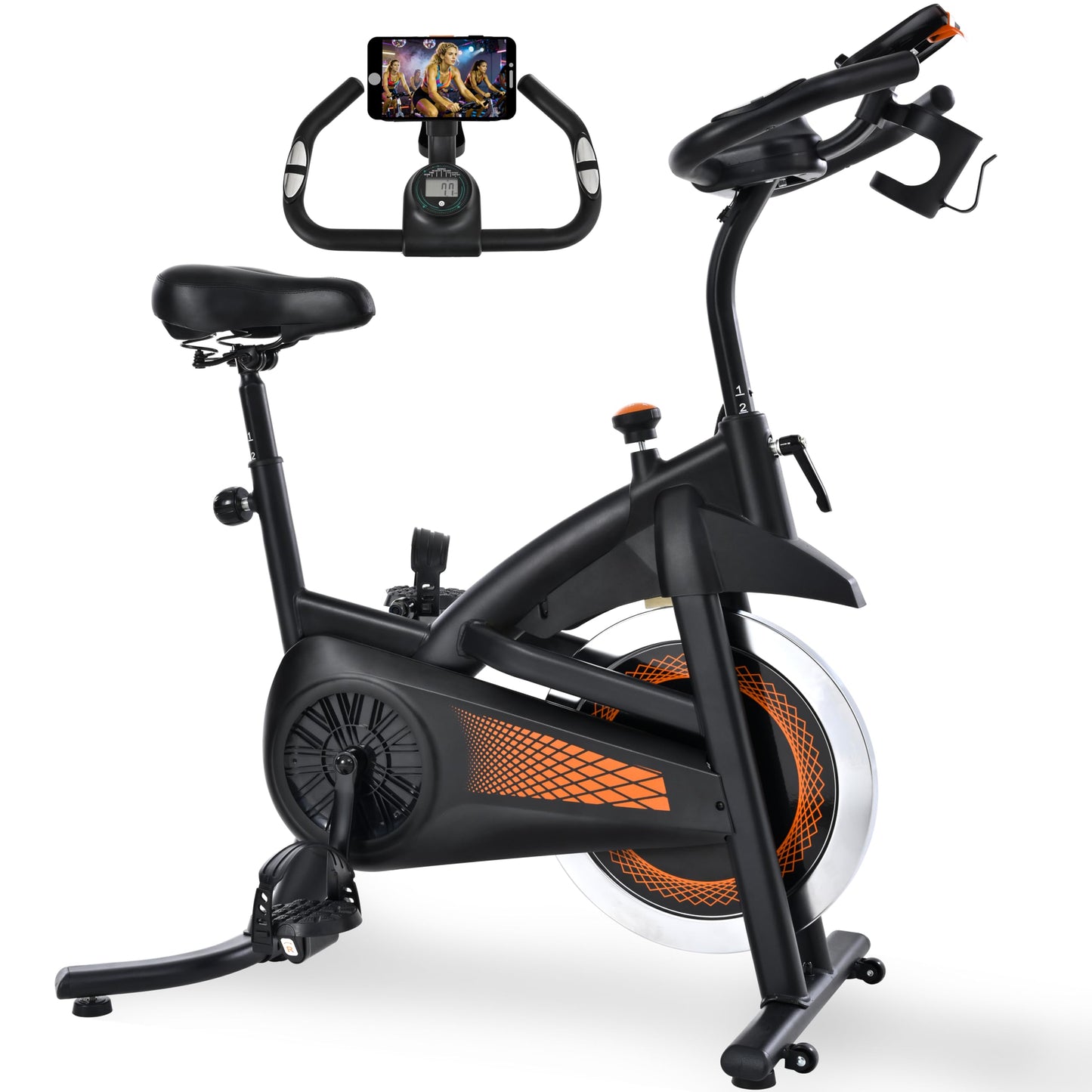 KWIKWI Exercise Bike Indoor Stationary Bike Cycling Bicycle for Home Gym 309 lbs Weight Capacity Adjustable Seat/Handlebar for Cardio Workout Office, White