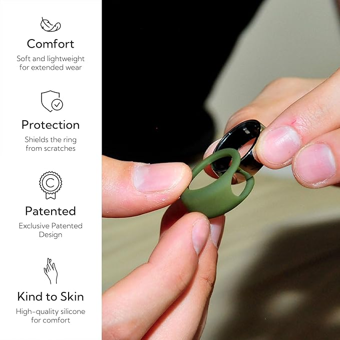 Rinfit Smart Ring Protector - Silicone Ring Enhancer for Active Lifestyle and Gym - StyleFit U.S. Design Patent - Green, Size 12