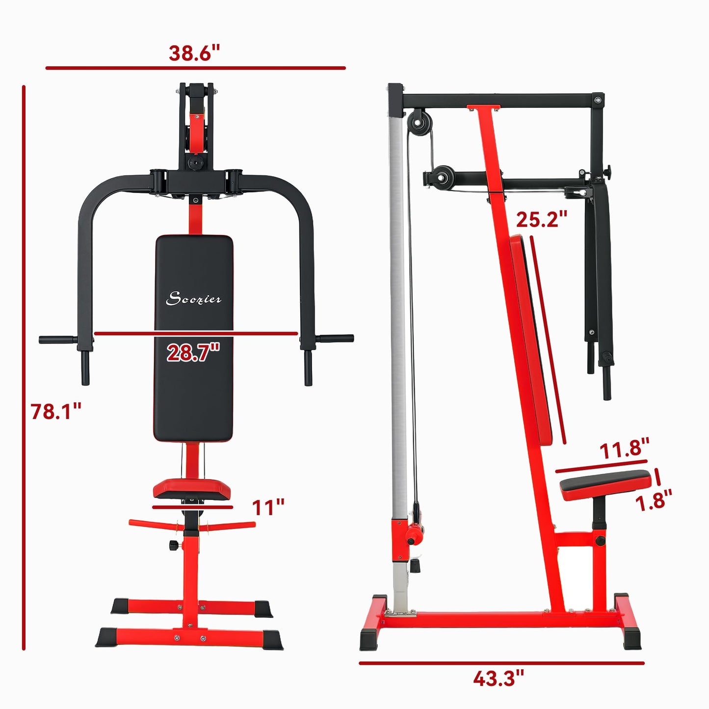 Soozier Chest Fly Machine and Chest Press Station, Delt Machine Home Gym Equipment for Chest, Back, Pectoral, Rear Deltoid and Shoulder Training, Red