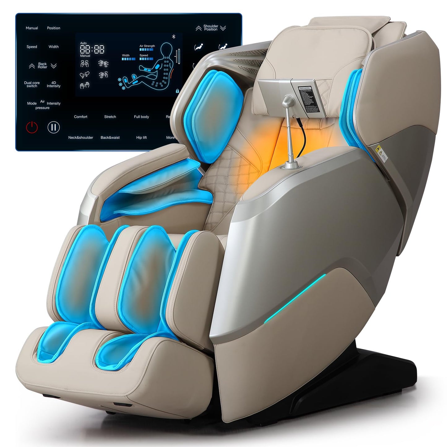 4D+3D Dual Mechanism Massage Chair Full Body, Zero Gravity Massage Chair Recliner with Segmented Dual SL Track, AI Fatigue Health Detection, 160° Flat Stretch, 8" HD Touchscreen & Voice Control,Brown
