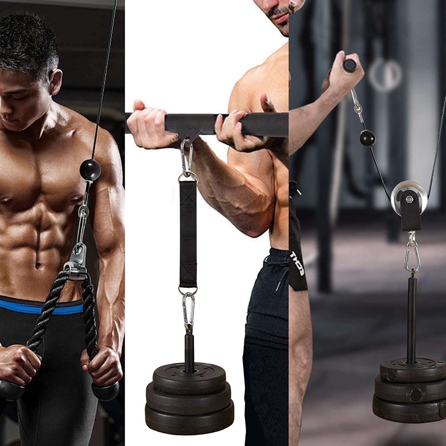 Taeku LAT Pulley System for Home Gym – Strength Training Fitness Equipment Cable Machine for Triceps, Biceps, Back & Shoulder Workouts (100" Cable+ Adapter)