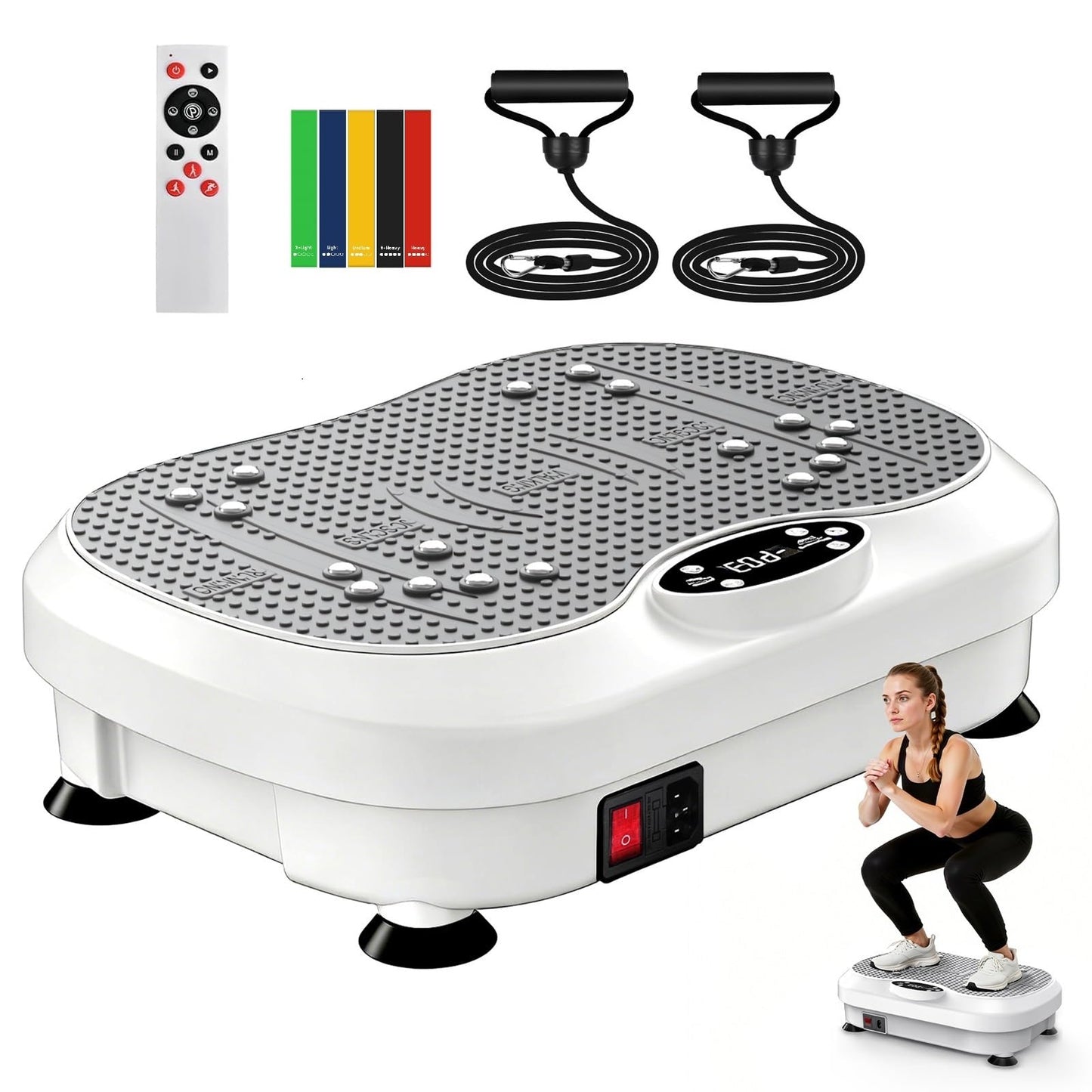 NISILIN Vibration Plate Exercise Machine for Lymphatic Drainage with 200 Levels, Whole Body Fitness Workout Equipment Stand Shake Board Sport Gym for Weight Loss Fat Burner for Women Men (White)