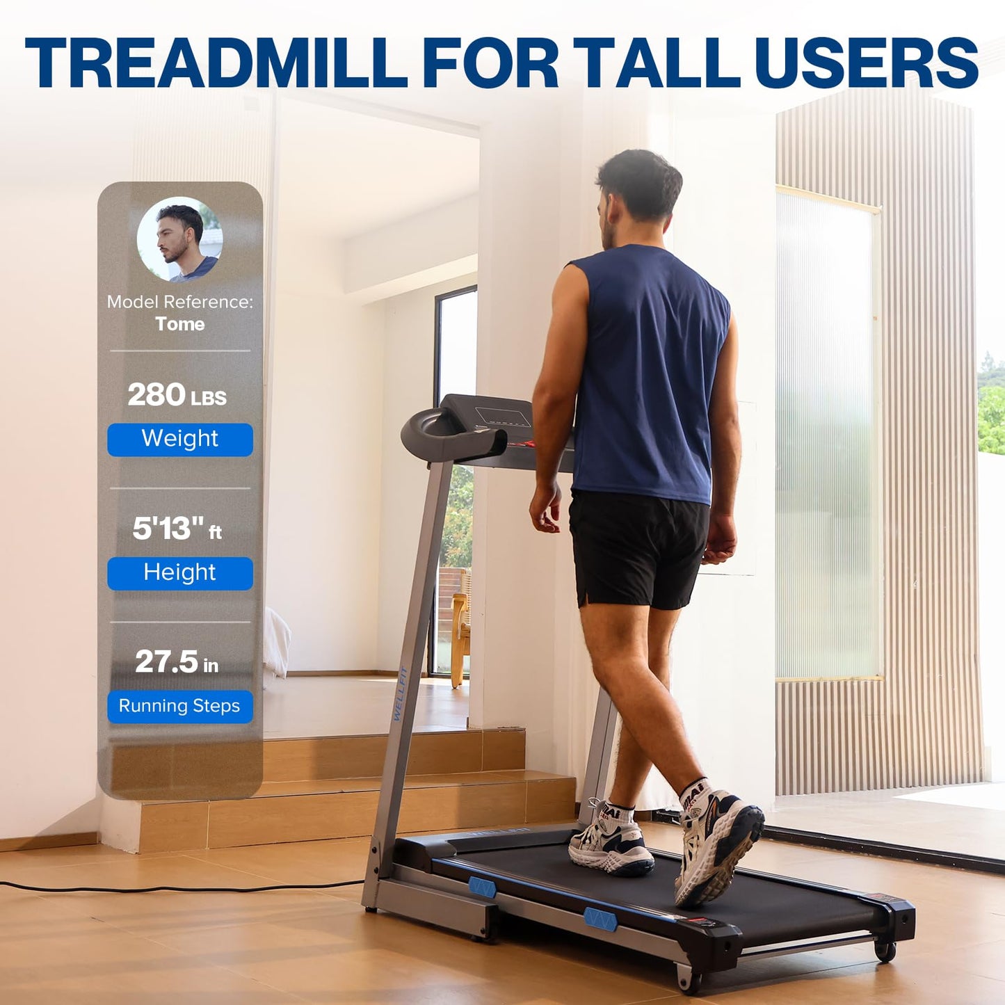 WELLFIT Automatic Incline Treadmills, Heavyduty Treadmill for Home 400LBS Capacity, Foldable Treadmill for Small Space, 18*43" Running Area, 4.0HP, 8.7MPH, HR Monitor, 95% Pre-installed, Easy Storage