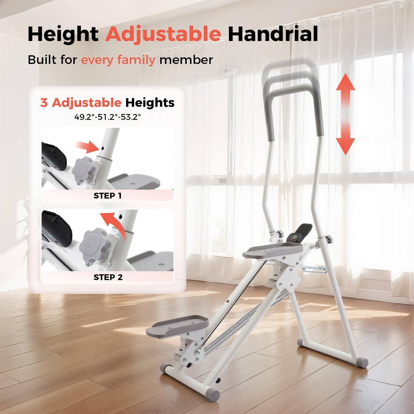 Steppers for Exercise at Home, 2.0 Step Machine 3-Level Adjustable Resistance, Stair Climber for Full Body Workout with Extra-Large Non-Slip Pedals, Holds Up to 350 lbs, Ideal for Women Men (White)