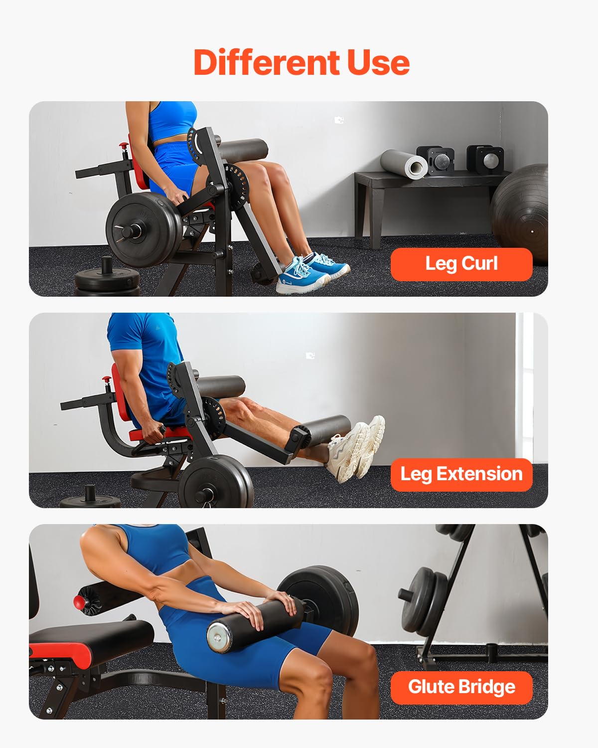 VEVOR Leg Extension and Curl Machine, 700 lbs Capacity Lower Body Special Leg Machines, Adjustable Leg Exercise Bench, Leg Rotary Extension for Thigh, Home Gym Workout Training Weight Equipment