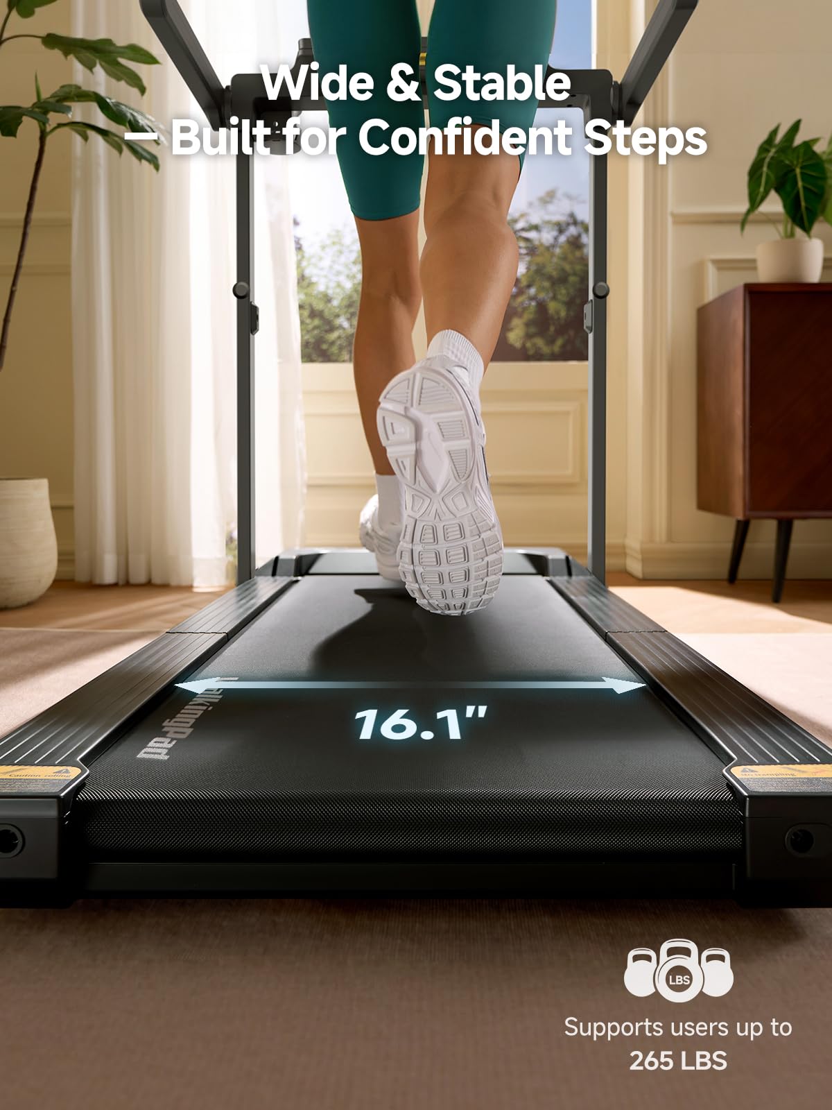 WALKINGPAD MX10 Folding Treadmills for Home, Smart Vertical Fold, LED Display with Adjustable Height Handles