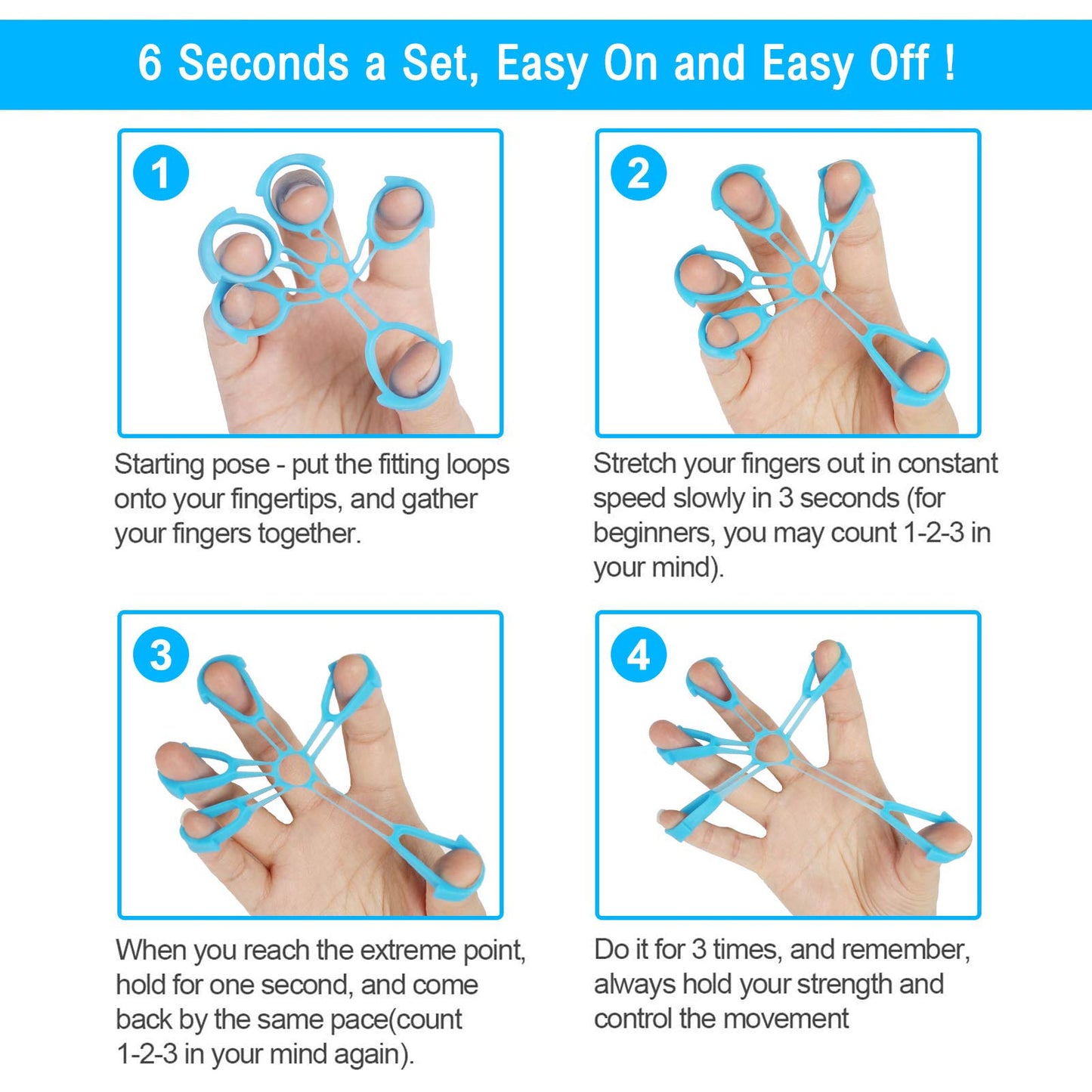 Fanwer Finger Strengthener & Finger Stretcher Hand Extensor Exerciser Set for Arthritis Carpal Tunnel Exercise to Improve Grips Performance for Elderly (3 Levels)