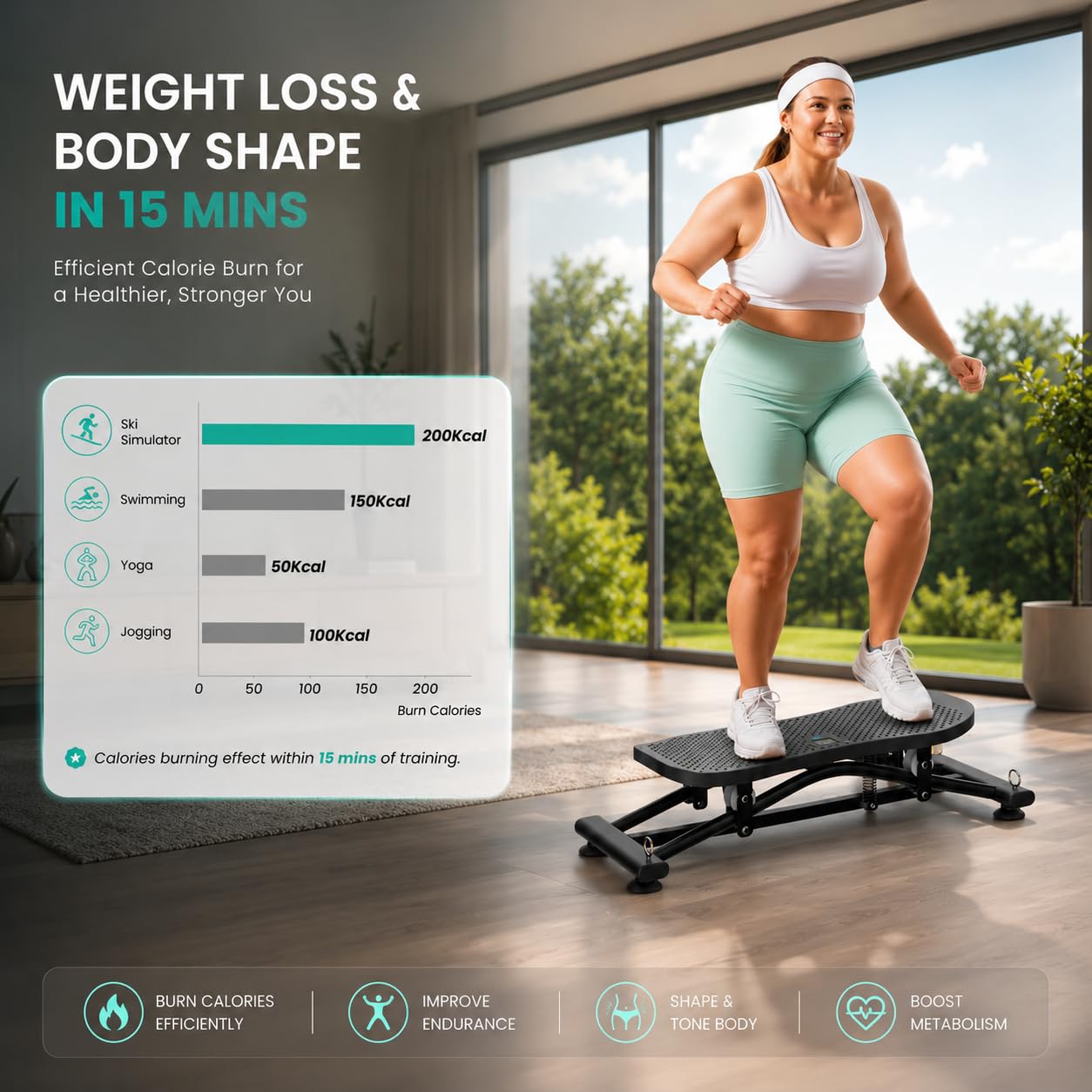 RoyalRcmtx Balance Board for Adults, Rocking Stepper with Resistance Bands, 300LBS Portable Wobble Board, Quiet Side to Side Ski Simulator Trainer Exercise Machine for Home Gym Core Workout