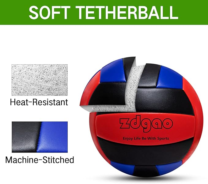 Soft Tether Ball- Replacement Tether Ball Come with Rope and Pump Set | Outdoors Game for Family Fun Play