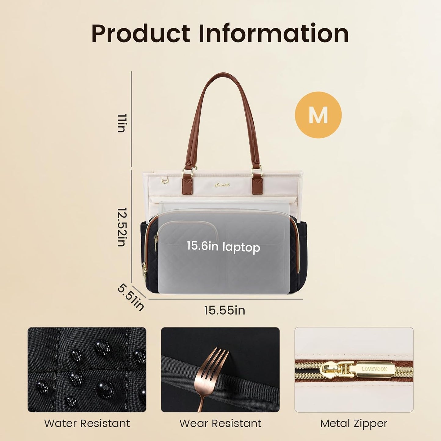 LOVEVOOK 15.6 Inch Tote Bag with Large Cup Holder, Work Tote Bags for Women, Large Capacity Teacher Tote with Multi