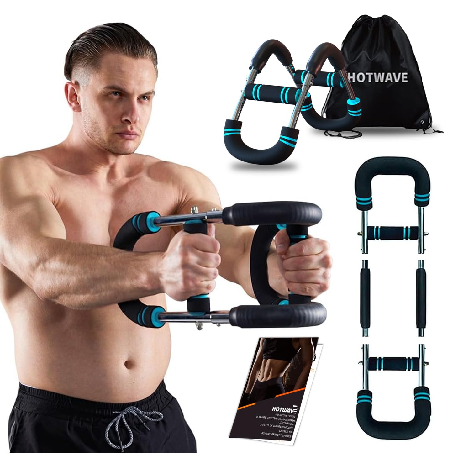 HOTWAVE Twister Arm Trainer, Chest Workout Equipment Exerciser for Men, Adjustable Arm and Chest Twister Trainer for Women - Portable Home Strength Training Fitness Equipment for Upper Body Muscle